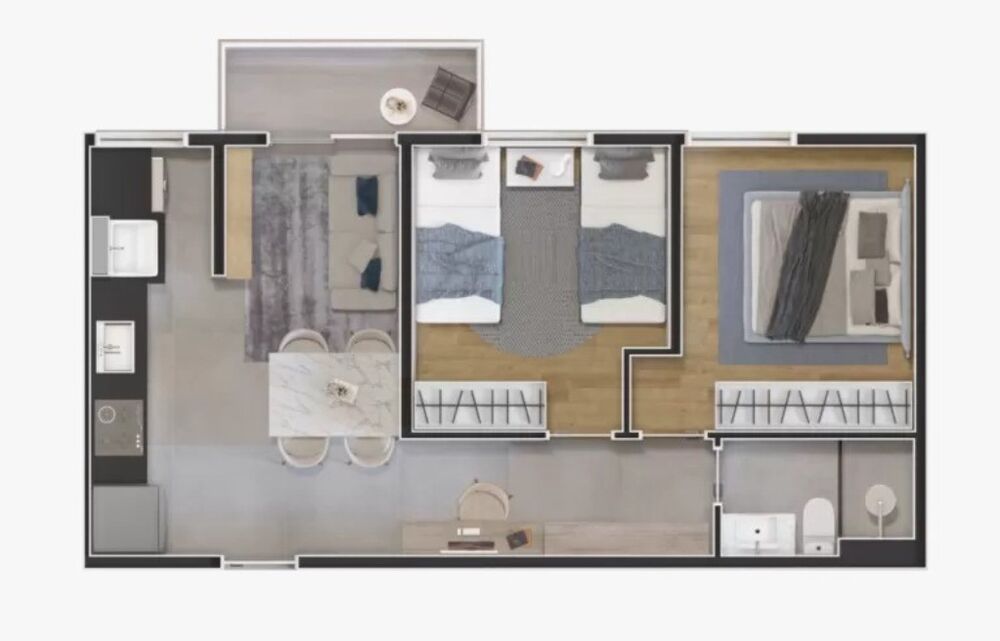 Apartamento, 2 quartos, 45 m² - Foto 2