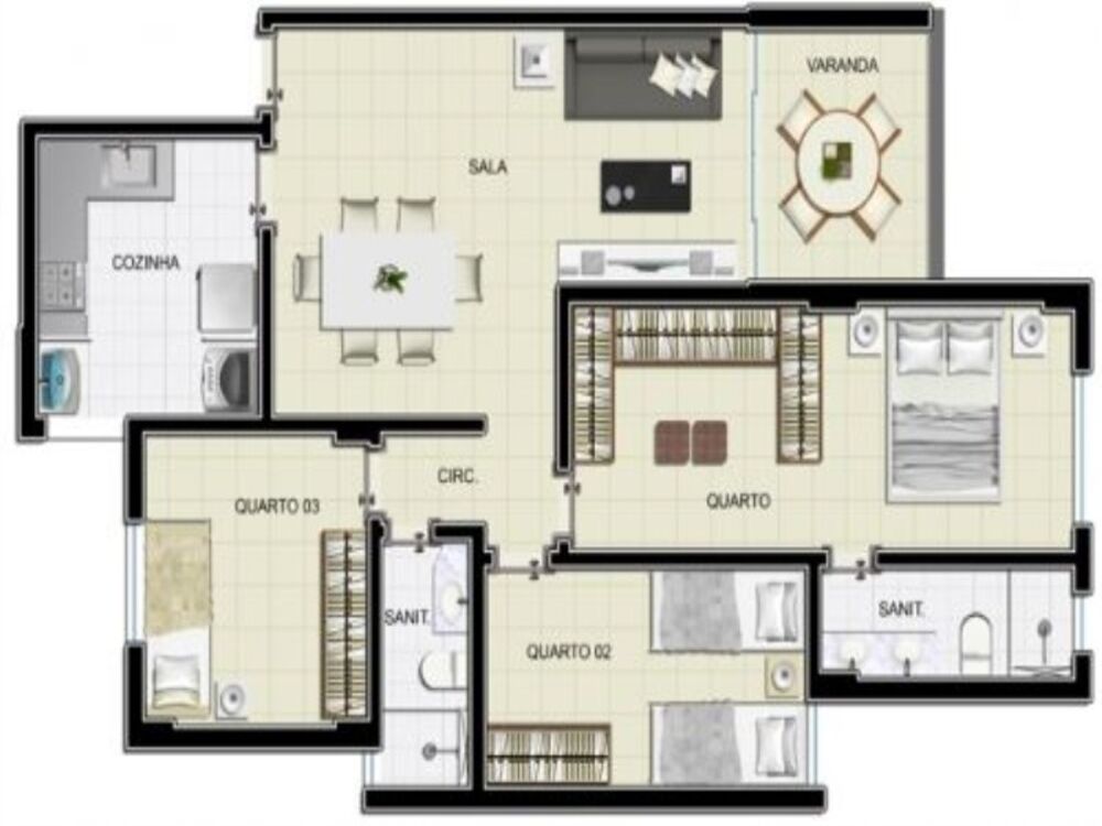 Apartamento, 3 quartos, 80 m² - Foto 1