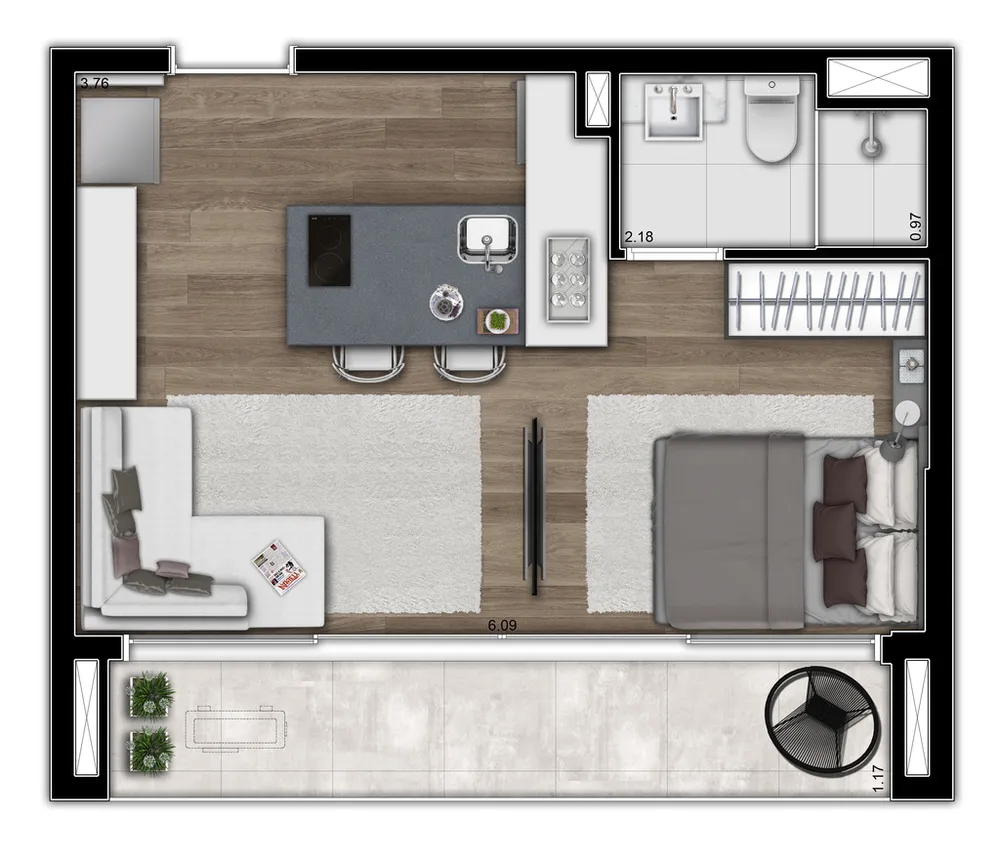Apartamento, 1 quarto, 42 m² - Foto 1