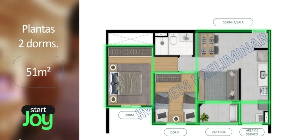 Apartamento, 2 quartos, 51 m² - Foto 2