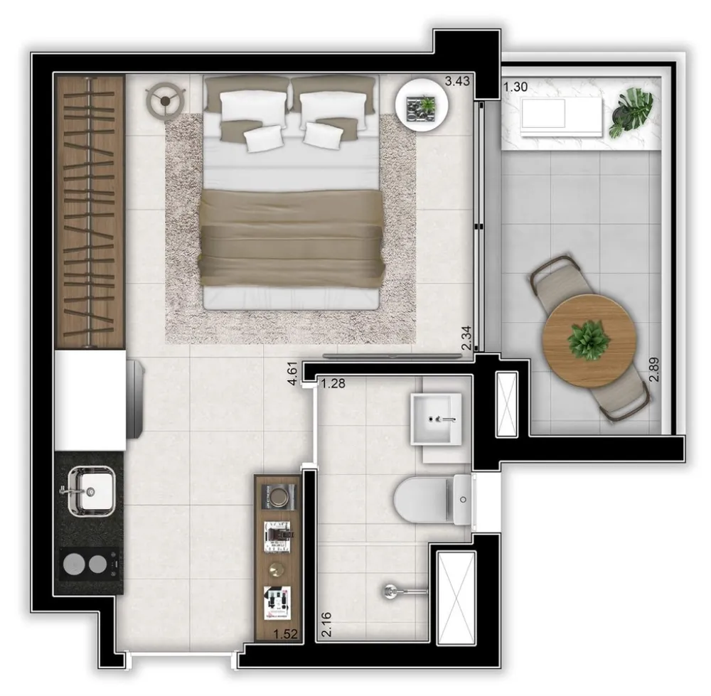 Apartamento, 1 quarto, 33 m² - Foto 3