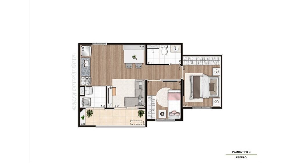 Apartamento, 2 quartos, 43 m² - Foto 3
