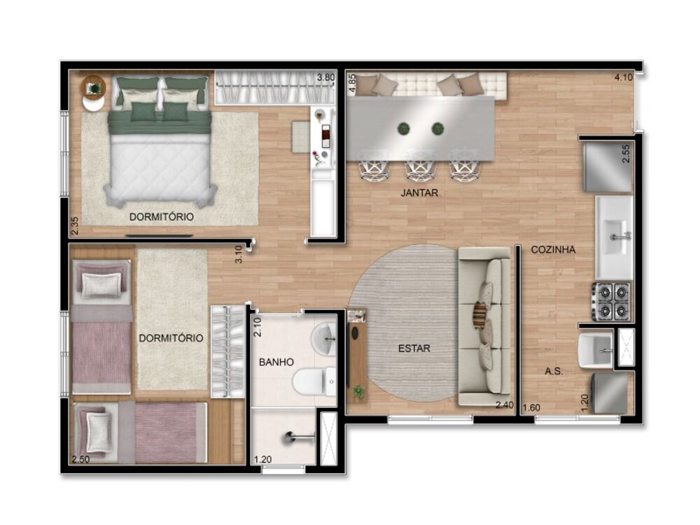 Apartamento, 2 quartos, 43 m² - Foto 2