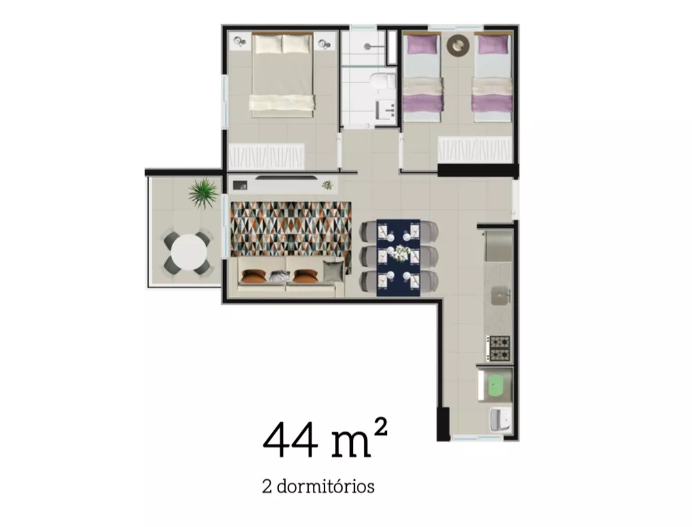 Apartamento à venda com 2 quartos, 51m² - Foto 4