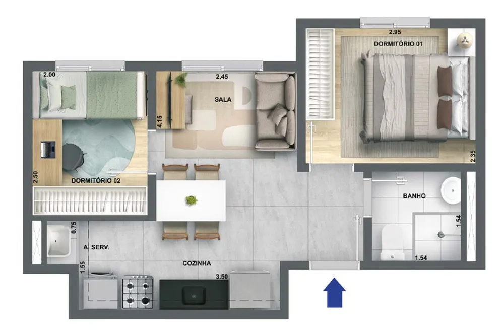 Apartamento, 2 quartos, 34 m² - Foto 8