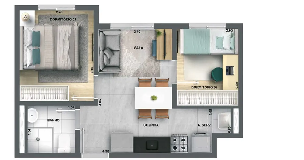 Apartamento, 2 quartos, 34 m² - Foto 7