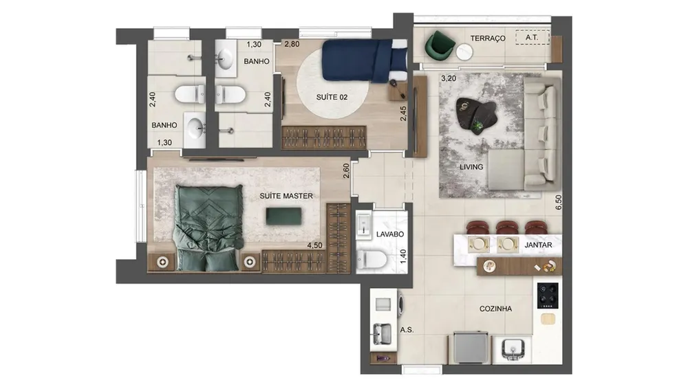 Apartamento, 1 quarto, 35 m² - Foto 2