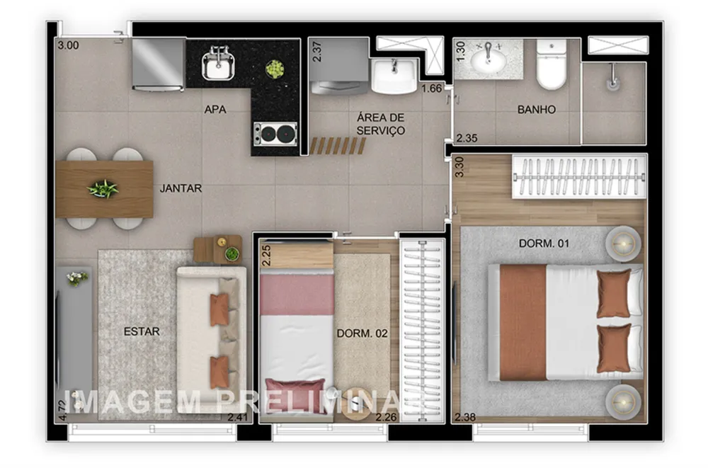 Apartamento, 3 quartos, 102 m² - Foto 2