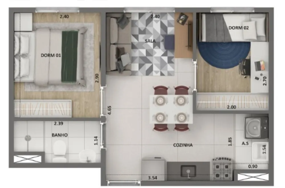 Apartamento, 2 quartos, 34 m² - Foto 9