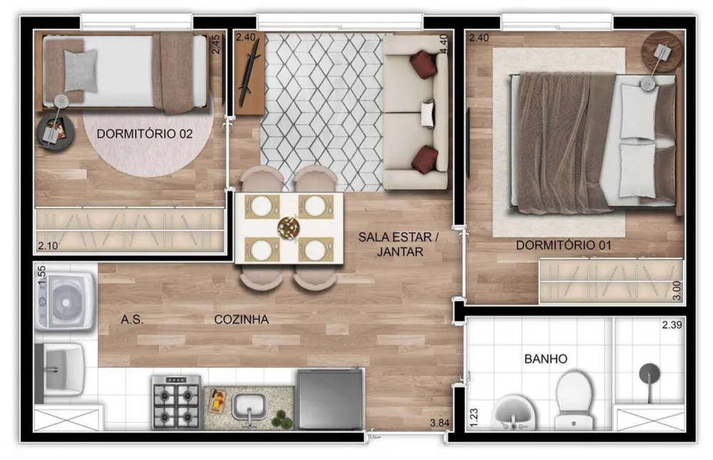 Apartamento, 2 quartos, 34 m² - Foto 7