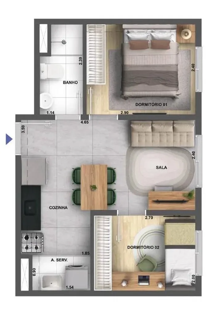 Apartamento, 2 quartos, 32 m² - Foto 8
