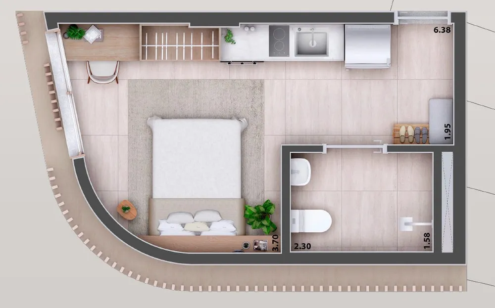 Apartamento, 1 quarto, 28 m² - Foto 3