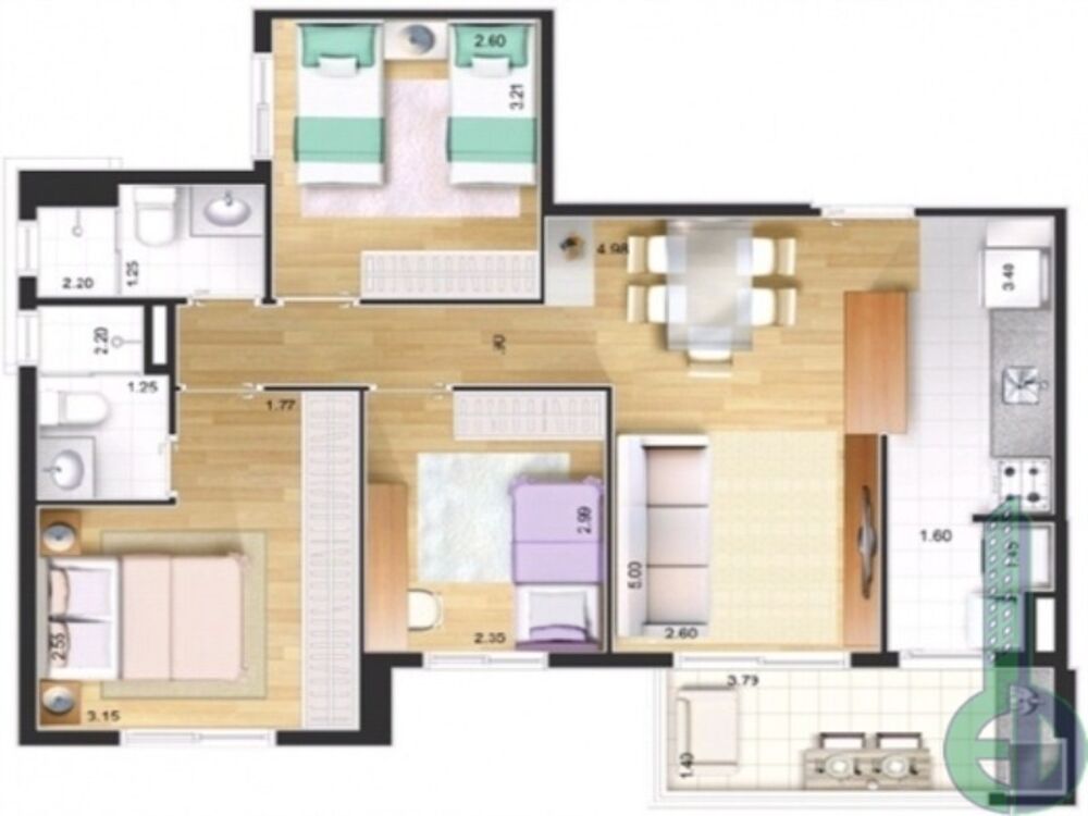 Apartamento, 3 quartos, 72 m² - Foto 1