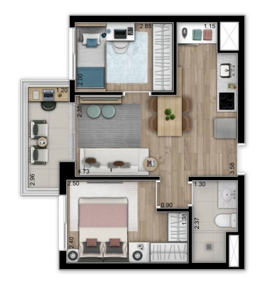 Apartamento, 2 quartos, 41 m² - Foto 3