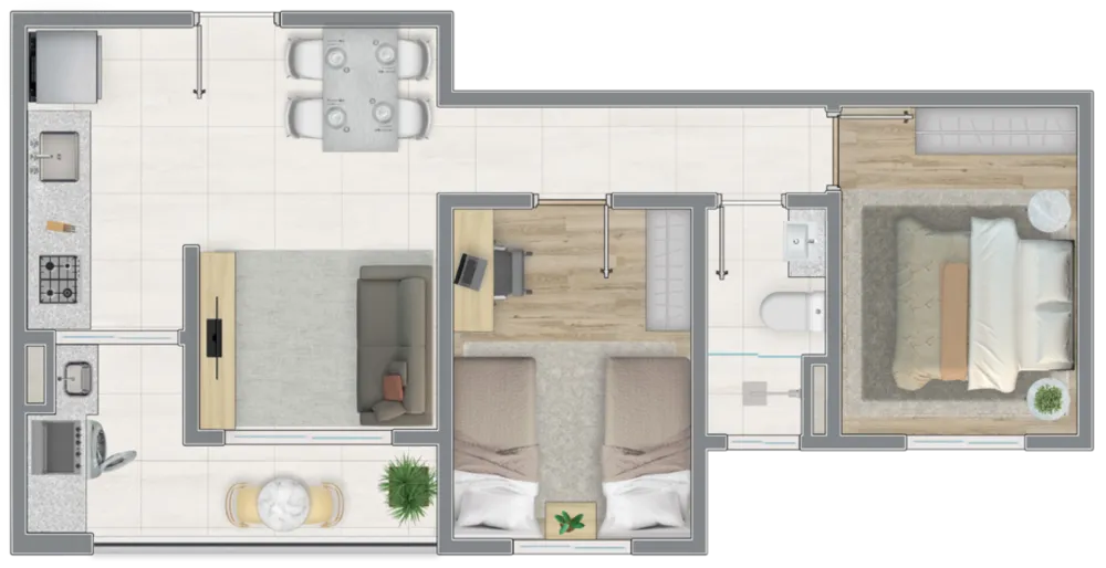 Apartamento, 2 quartos, 51 m² - Foto 2