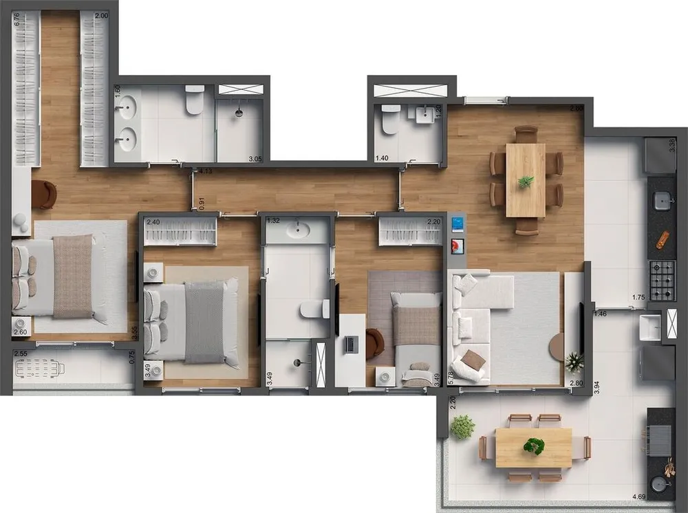 Apartamento, 2 quartos, 63 m² - Foto 2