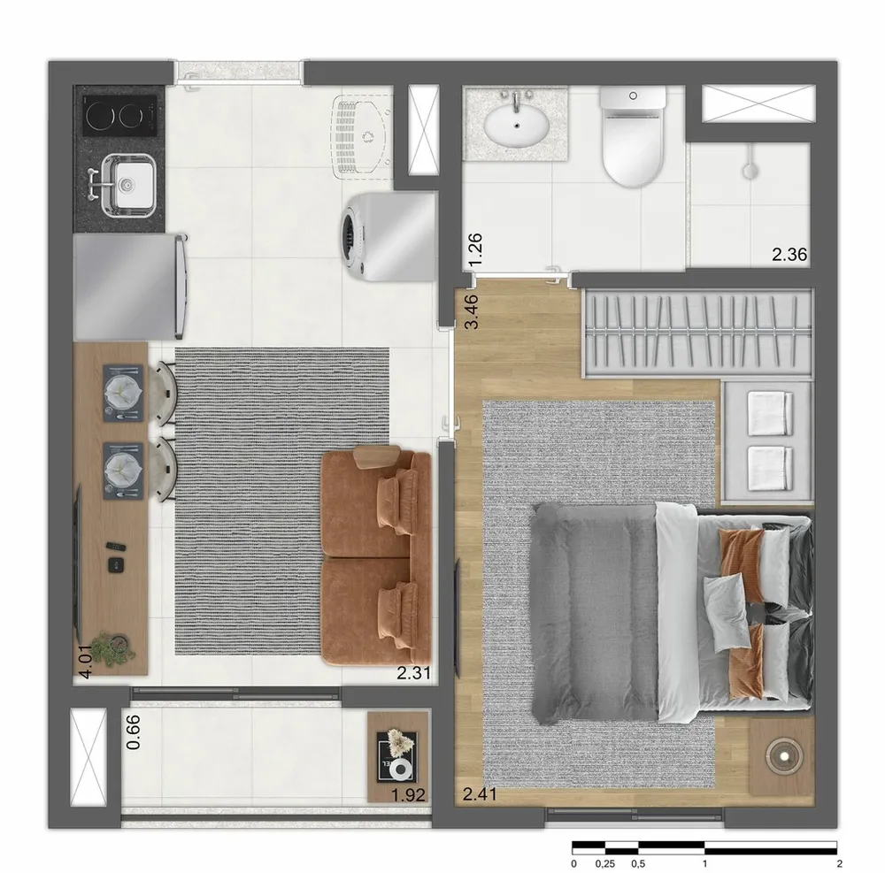 Apartamento, 1 quarto, 26 m² - Foto 2