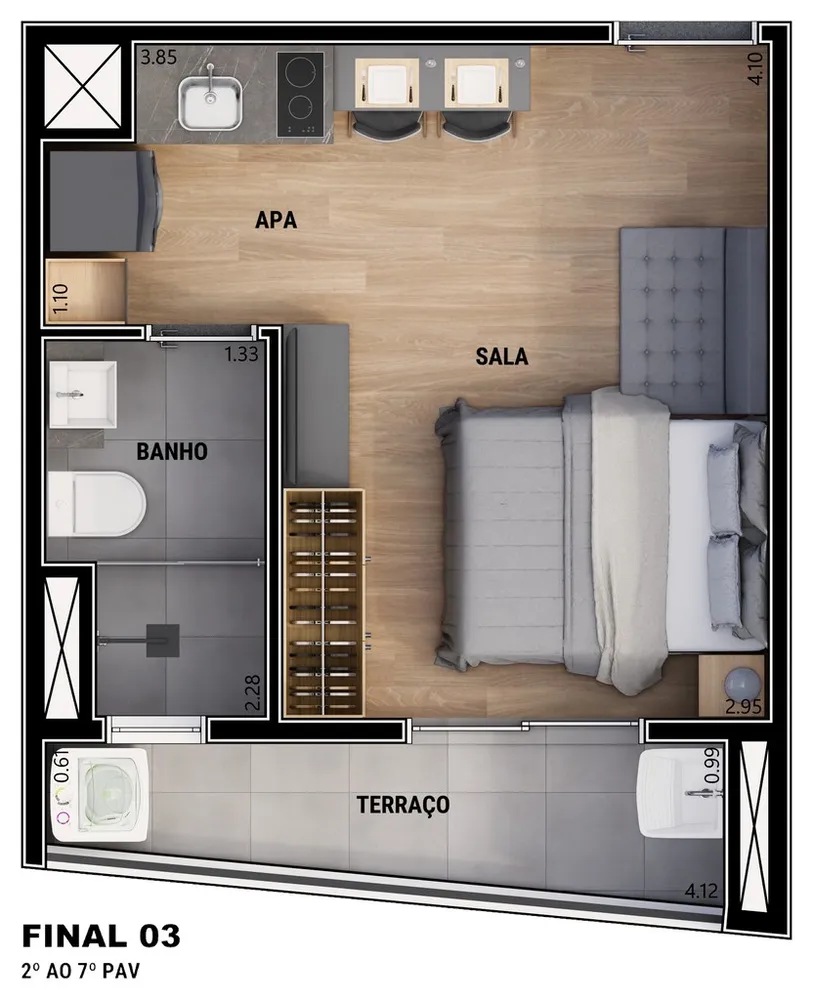 Apartamento, 1 quarto, 17 m² - Foto 6