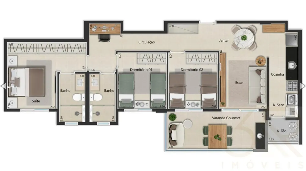 Apartamento, 3 quartos, 91 m² - Foto 1