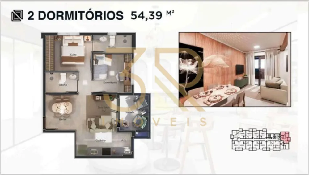 Apartamento, 2 quartos, 54 m² - Foto 3