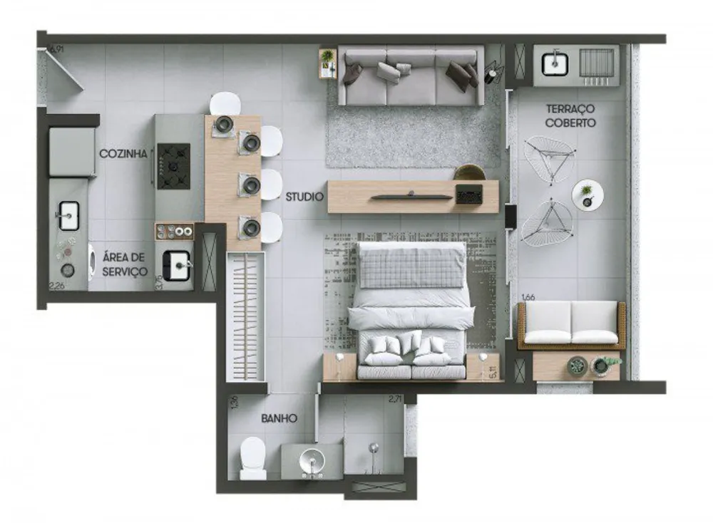 Apartamento, 1 quarto, 48 m² - Foto 9