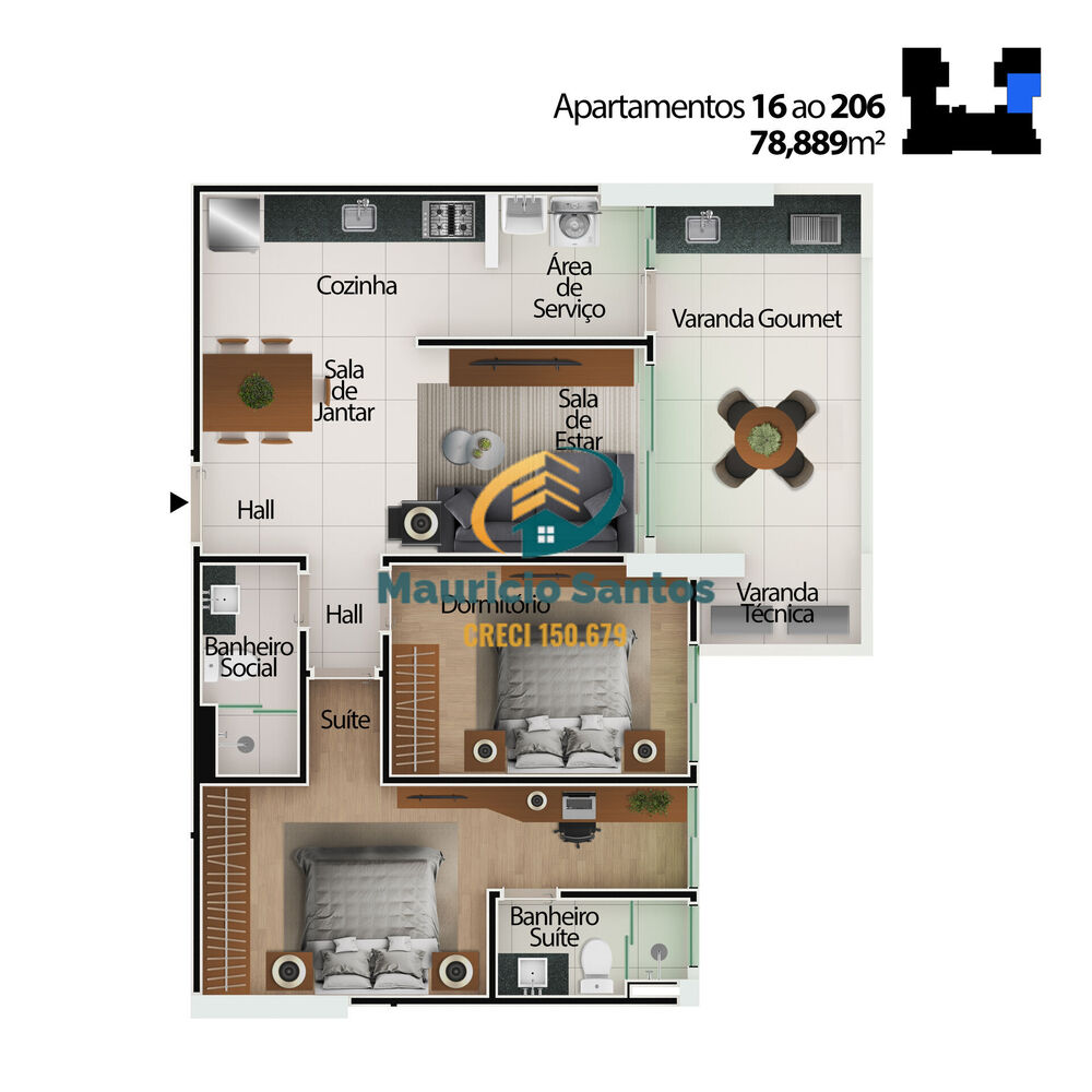 Apartamento à venda com 2 quartos, 78m² - Foto 5