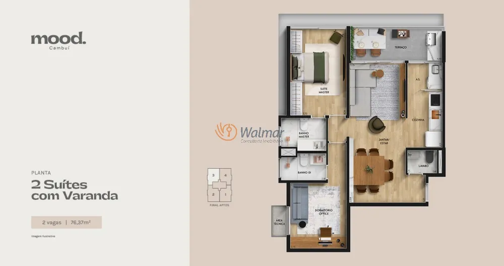 Apartamento, 2 quartos, 76 m² - Foto 3