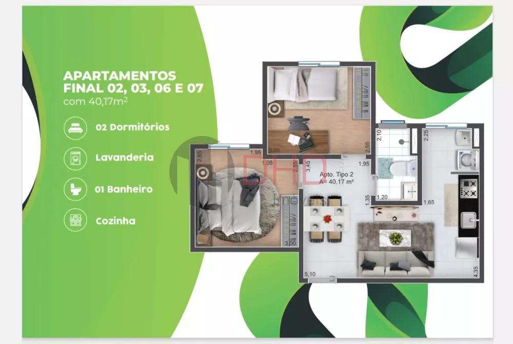 Apartamento à venda com 2 quartos, 40m² - Foto 4