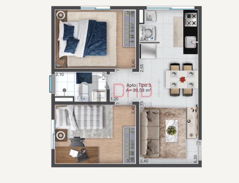 Apartamento à venda com 2 quartos, 40m² - Foto 4