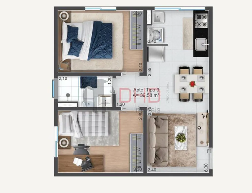Apartamento, 2 quartos, 40 m² - Foto 10