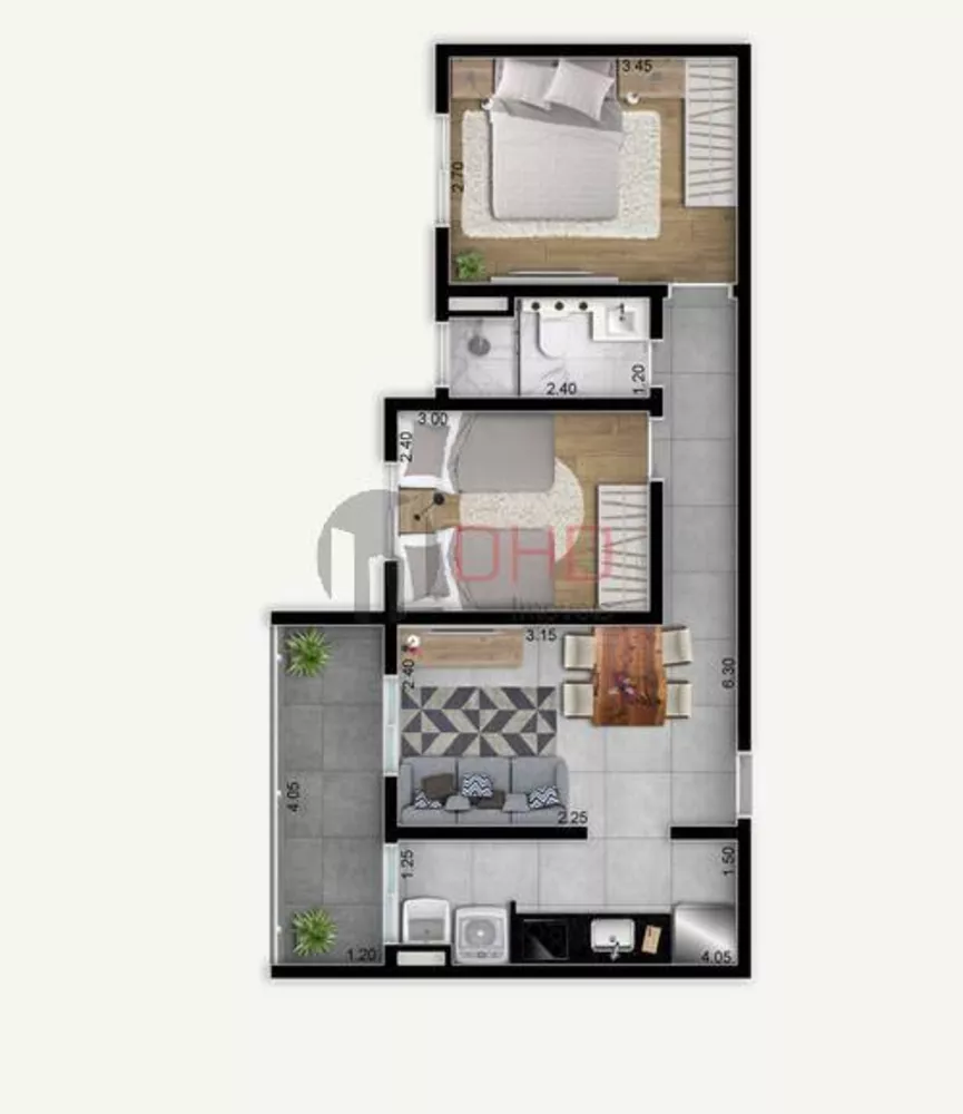 Apartamento à venda com 2 quartos, 52m² - Foto 3