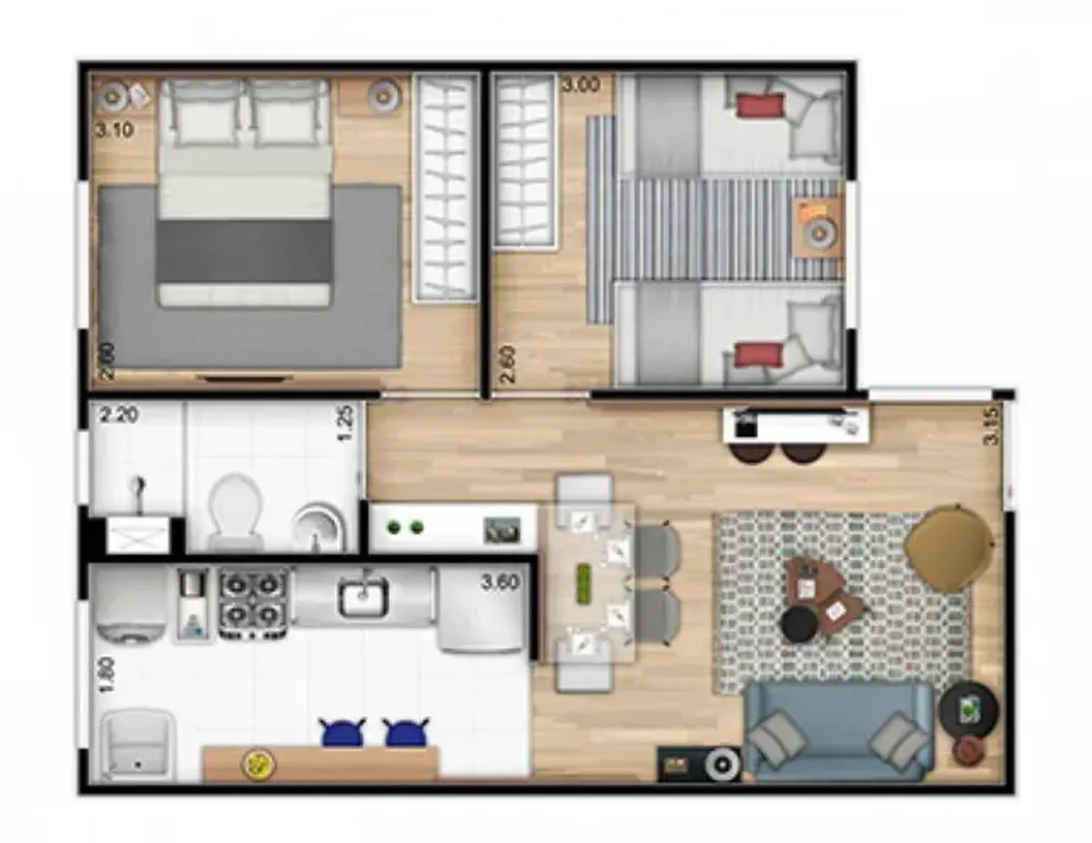 Apartamento, 2 quartos, 42 m² - Foto 2