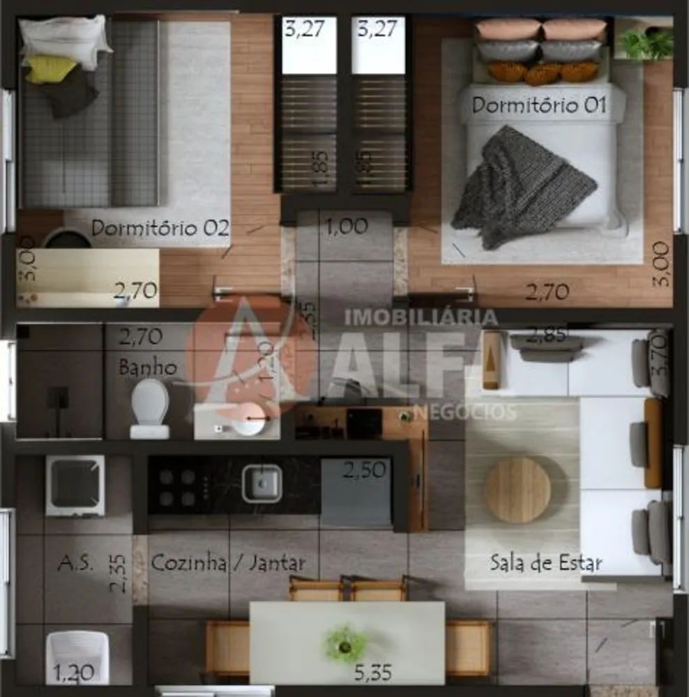 Apartamento, 2 quartos, 50 m² - Foto 1