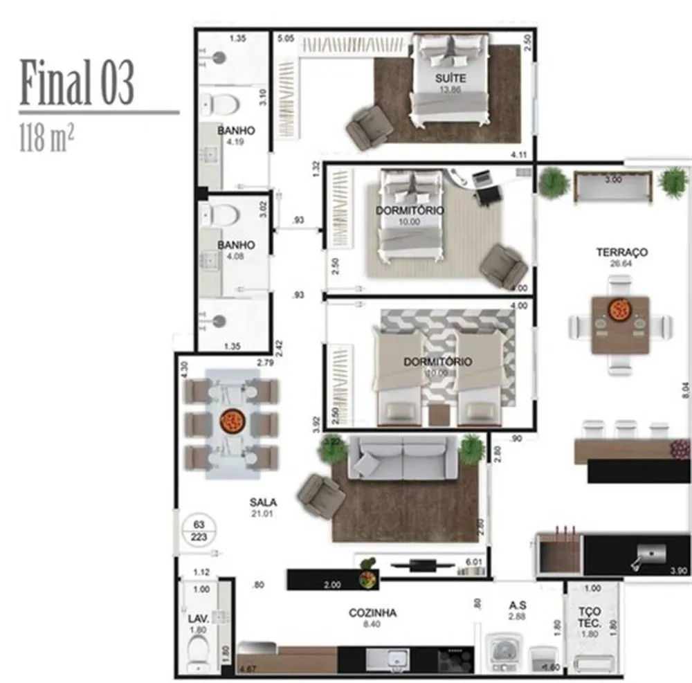 Apartamento, 3 quartos, 118 m² - Foto 1