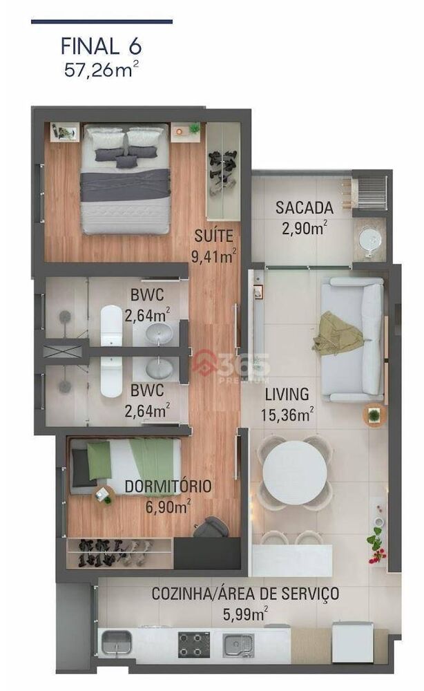Apartamento, 2 quartos, 55 m² - Foto 3