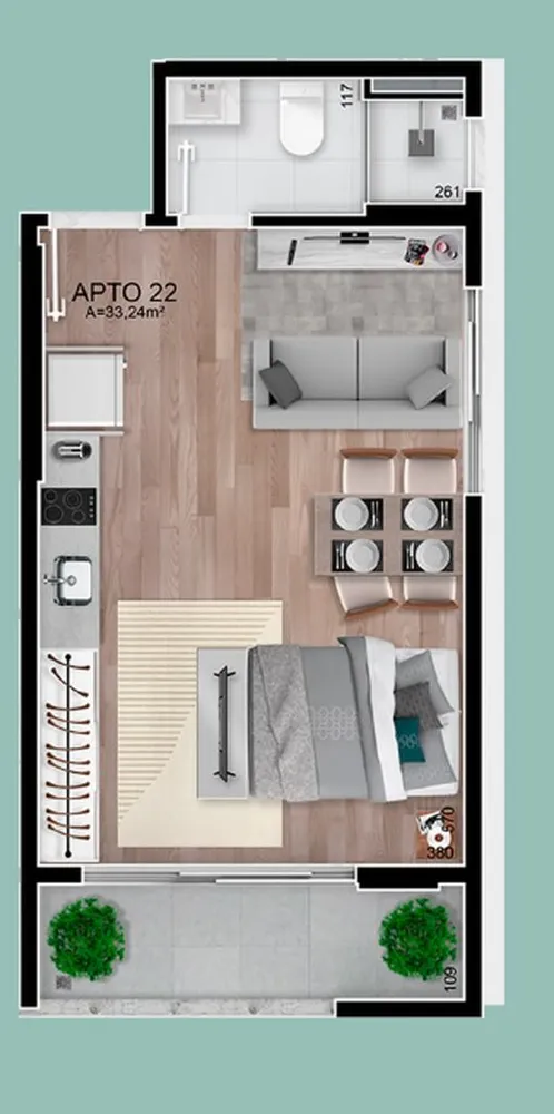 Kitnet-Studio, 22 m² - Foto 7