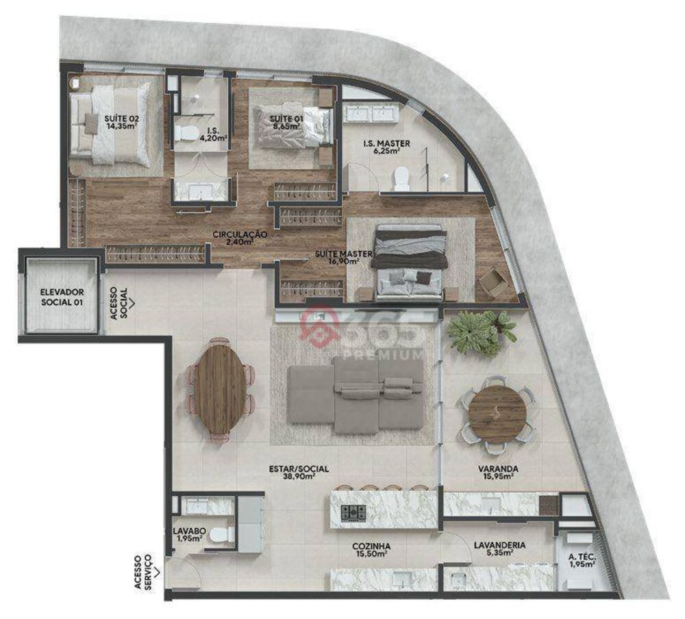 Apartamento, 3 quartos, 140 m² - Foto 3