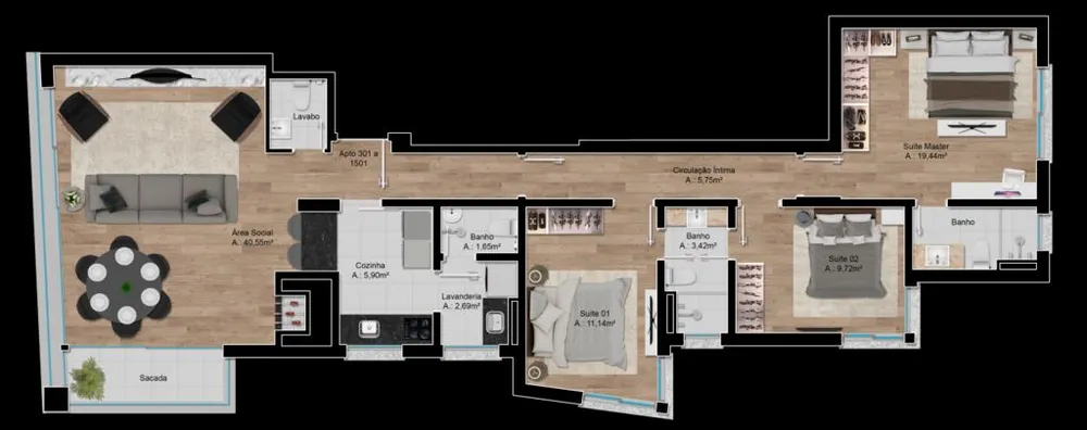 Apartamento, 3 quartos, 124 m² - Foto 9