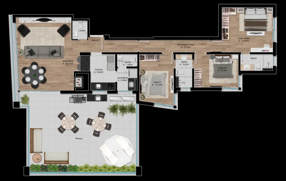 Apartamento, 3 quartos, 124 m² - Foto 1
