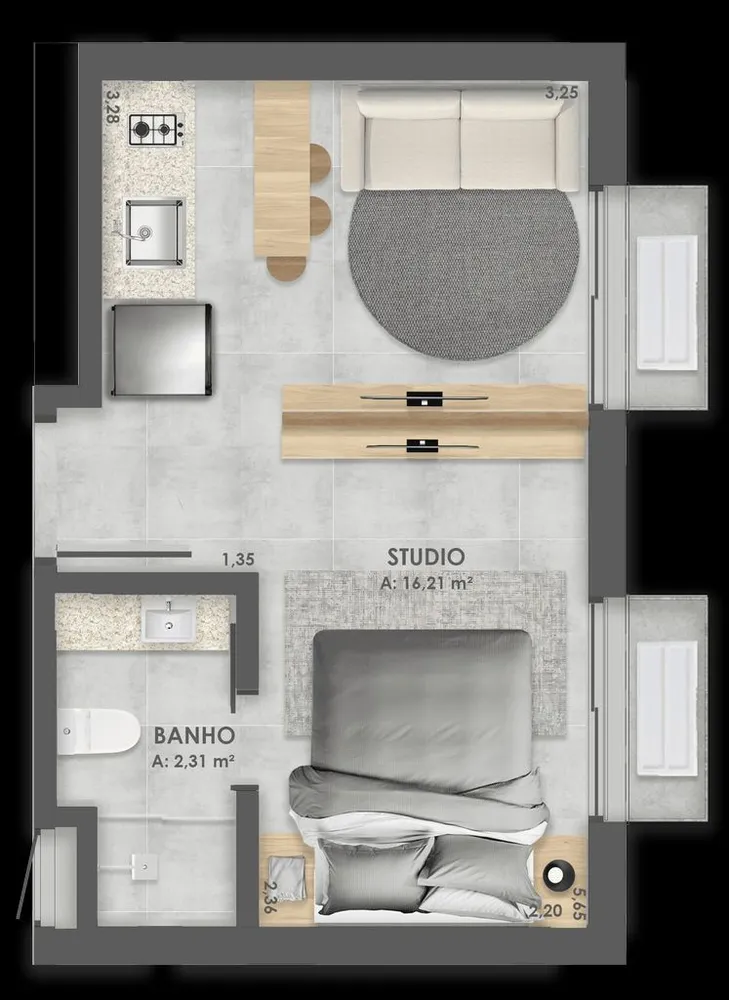 Apartamento, 1 quarto, 57 m² - Foto 8