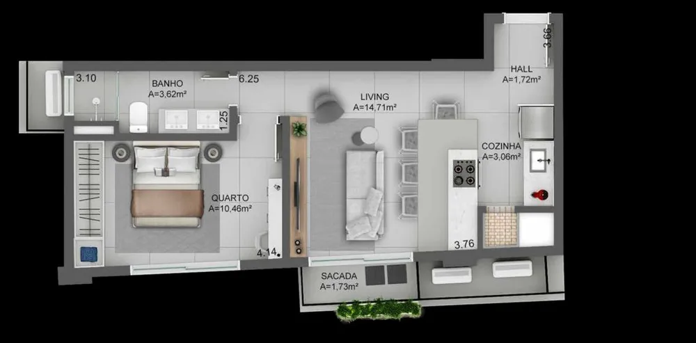 Apartamento, 1 quarto, 68 m² - Foto 7