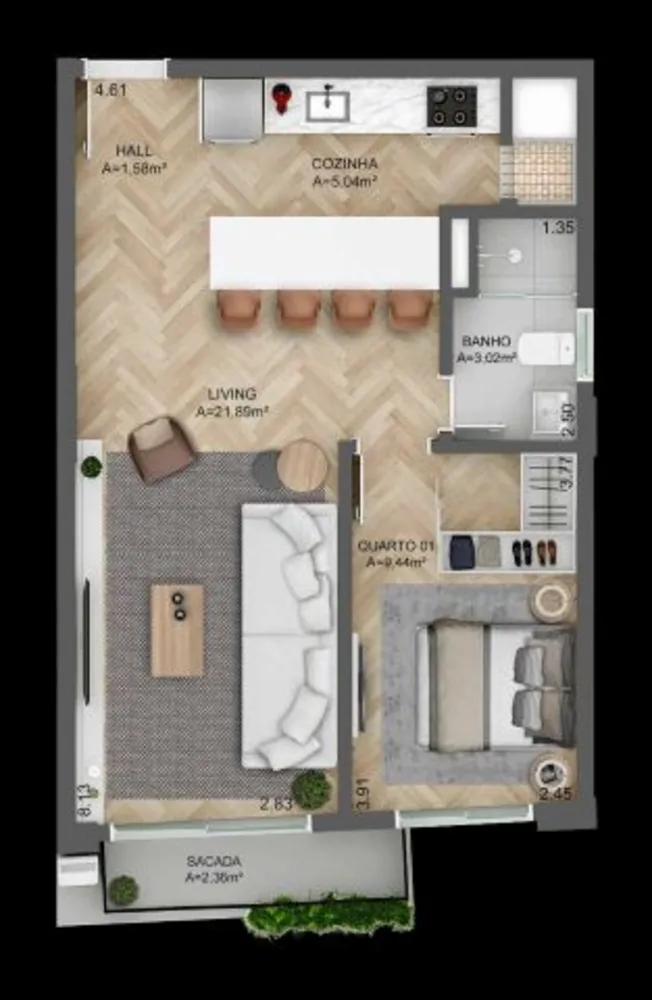 Apartamento, 1 quarto, 68 m² - Foto 4