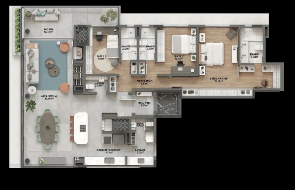 Apartamento, 3 quartos, 170 m² - Foto 1