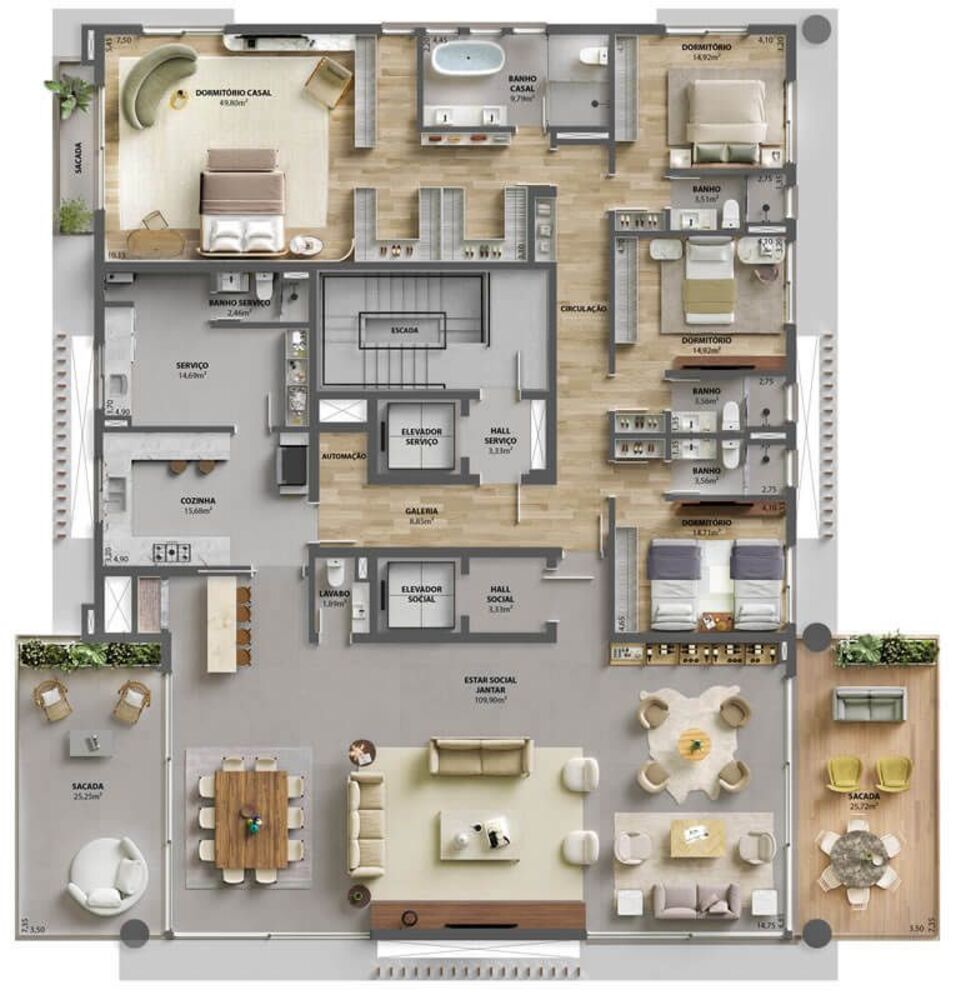 Apartamento à venda com 4 quartos, 356m² - Foto 1