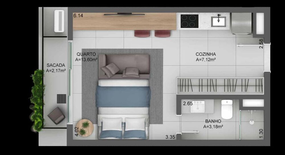 Apartamento à venda com 1 quarto, 46m² - Foto 1