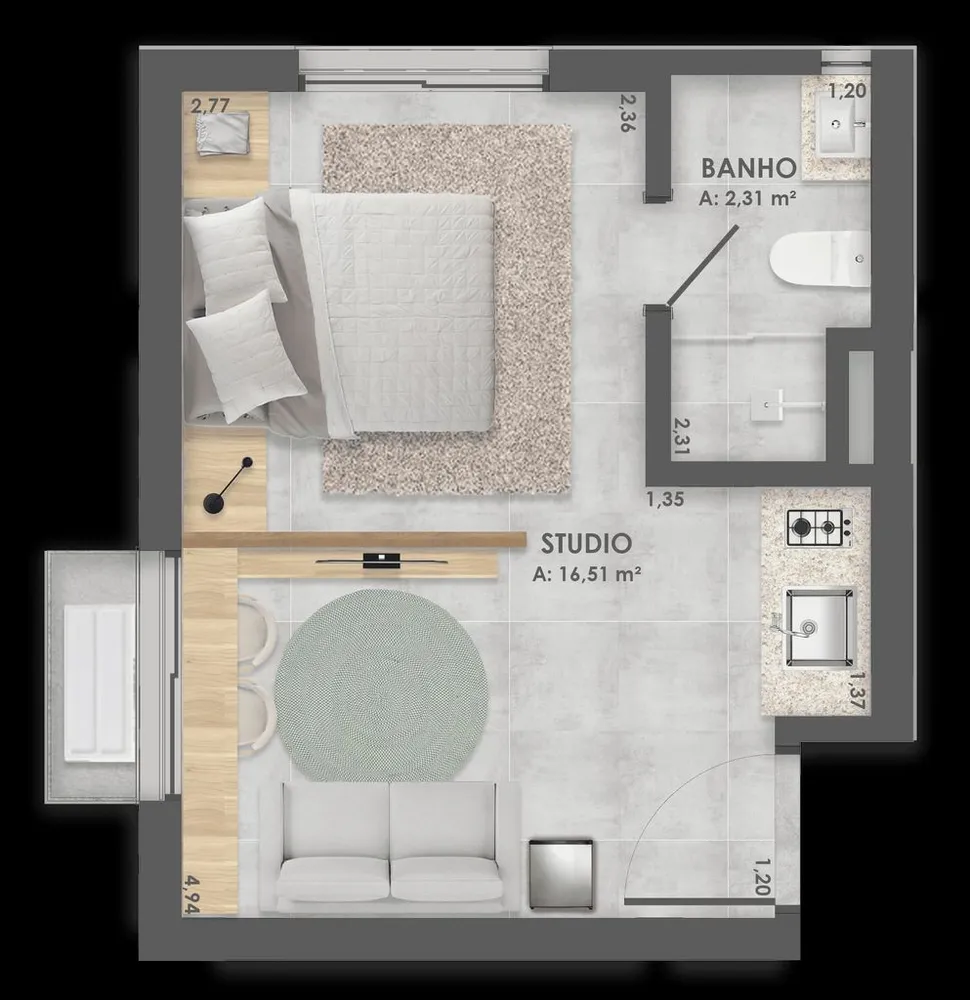 Kitnet-Studio, 23 m² - Foto 7