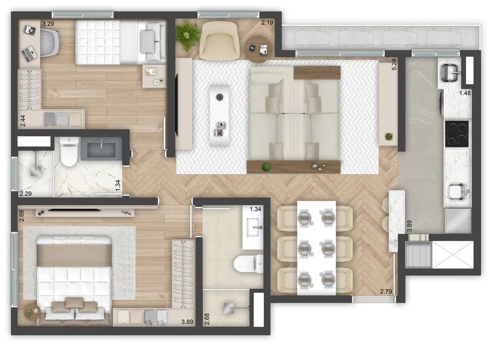 Apartamento, 2 quartos, 56 m² - Foto 8