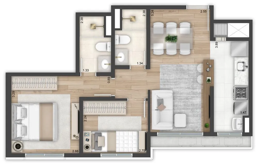 Apartamento, 2 quartos, 56 m² - Foto 5