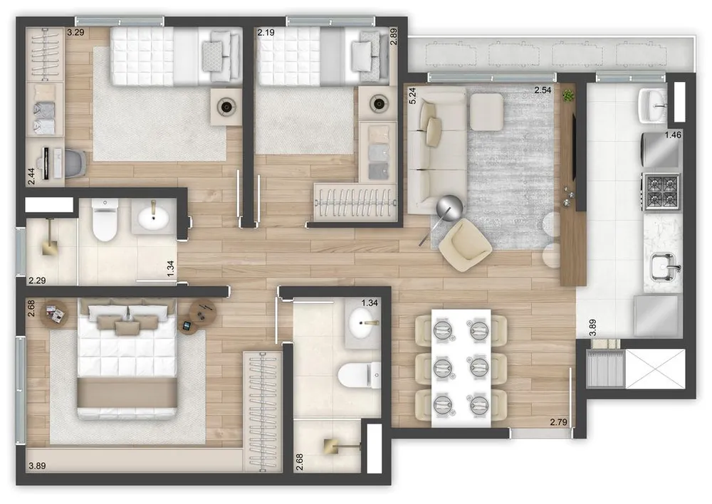Apartamento, 2 quartos, 56 m² - Foto 6