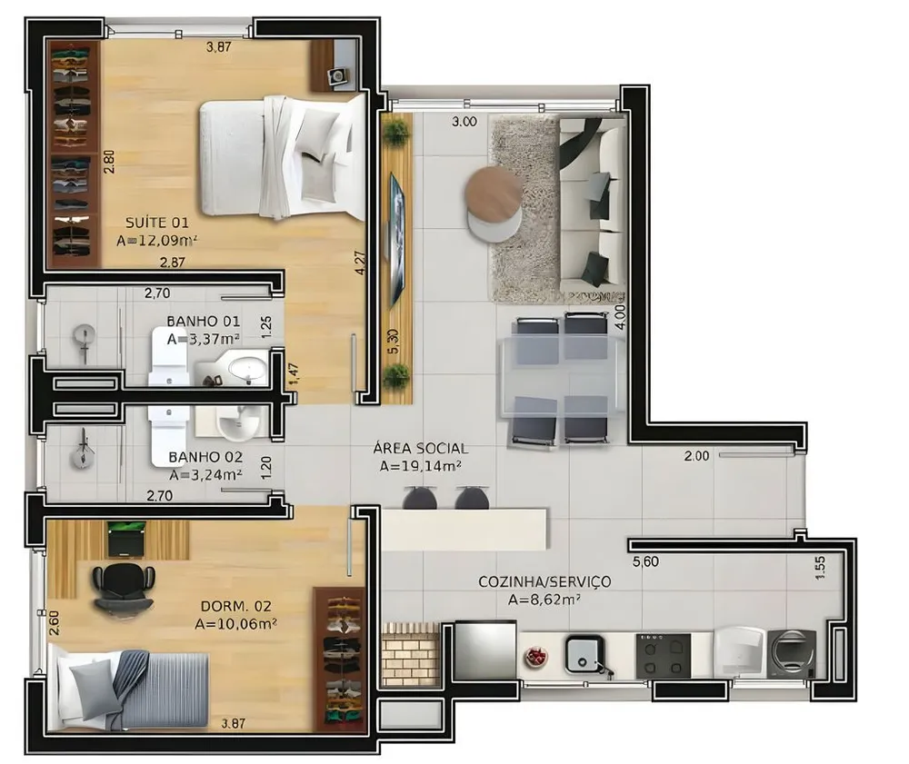 Apartamento, 2 quartos, 69 m² - Foto 8